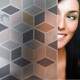Adesivo Para Porta Jateado Impresso Geometrico Cubos Rosa Preto Cinza E Amarelo