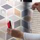 Adesivo Para Porta Jateado Impresso Geometrico Cubos Rosa Preto Cinza E Amarelo