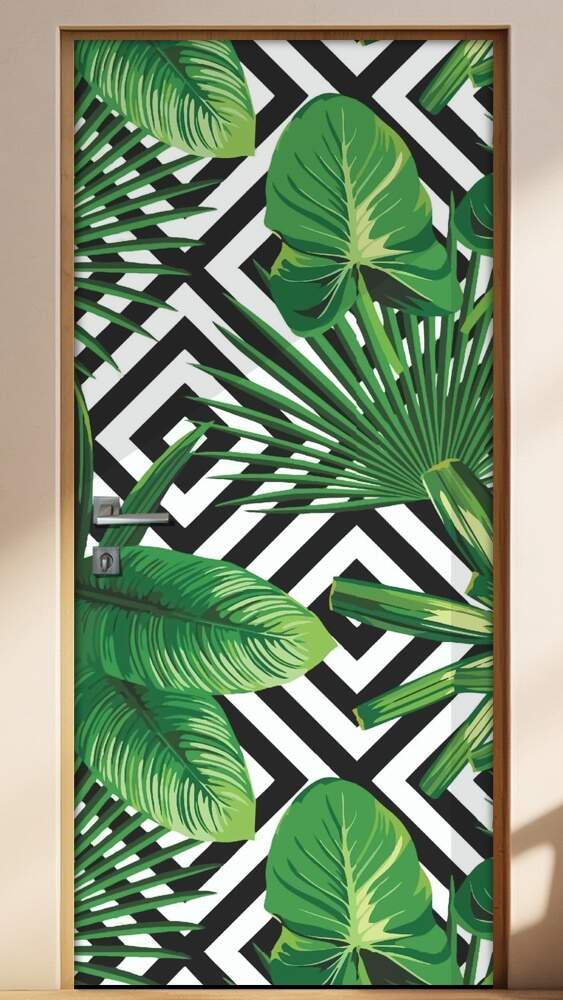 Adesivo Para Porta Jateado Impresso Geometrico Floral 02