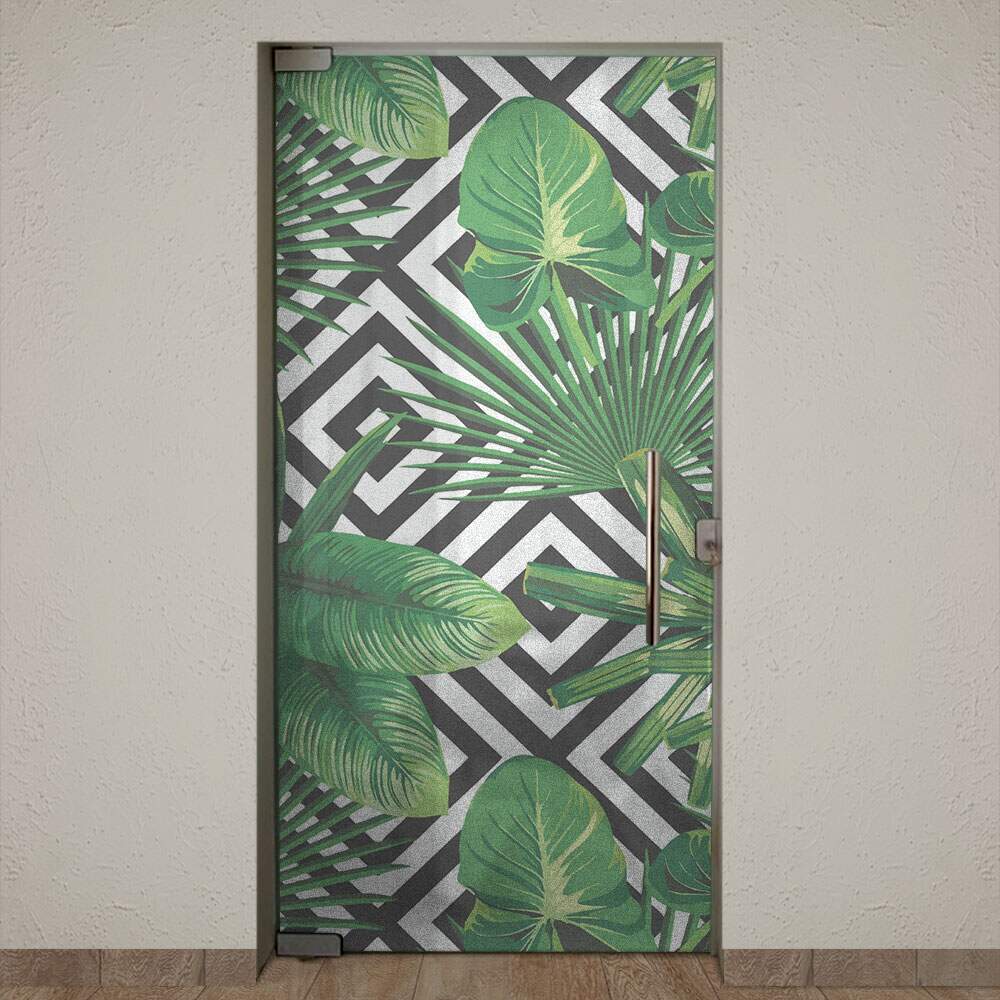 Adesivo Para Porta Jateado Impresso Geometrico Floral 02