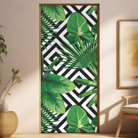 Adesivo Para Porta Jateado Impresso Geometrico Floral 02