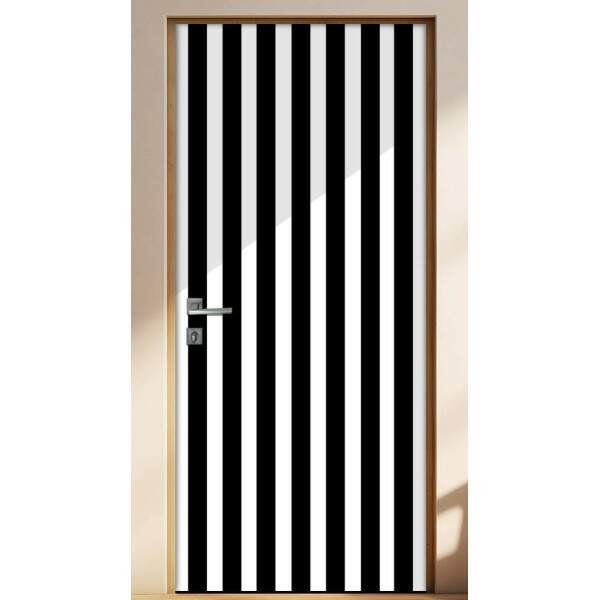 Adesivo Para Porta Jateado Impresso Listrado Preto E Branco