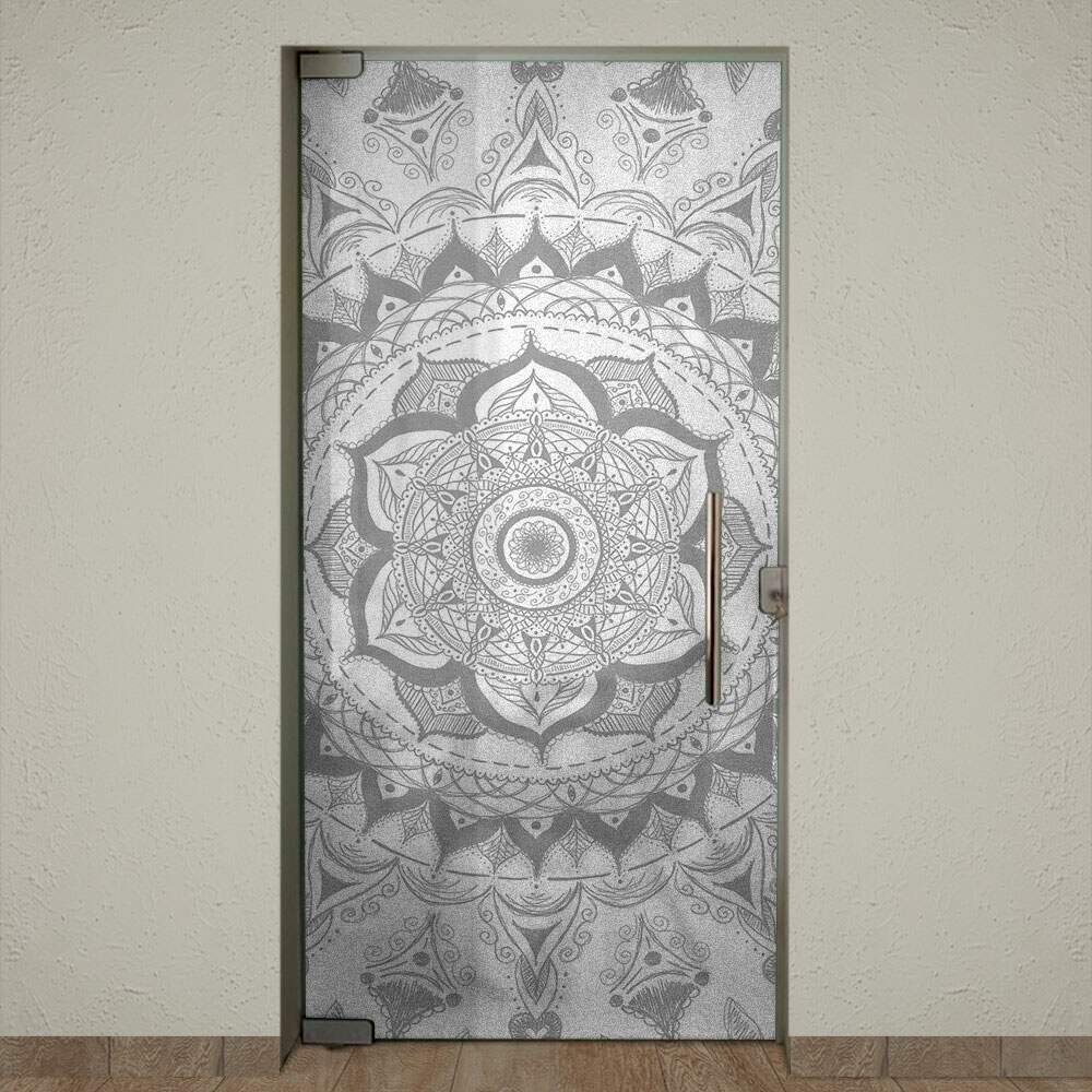 Adesivo Para Porta Jateado Impresso Mandala Preto E Branco