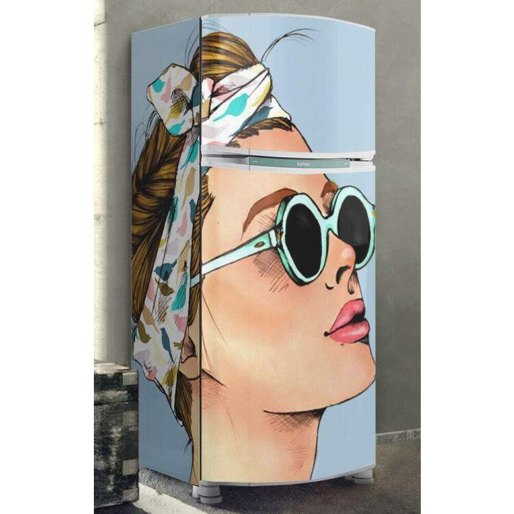 Envelopamento de Geladeira Inteira Mulher Pop Art