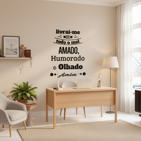 Adesivo de Parede Frase Livrai-me de todo mal