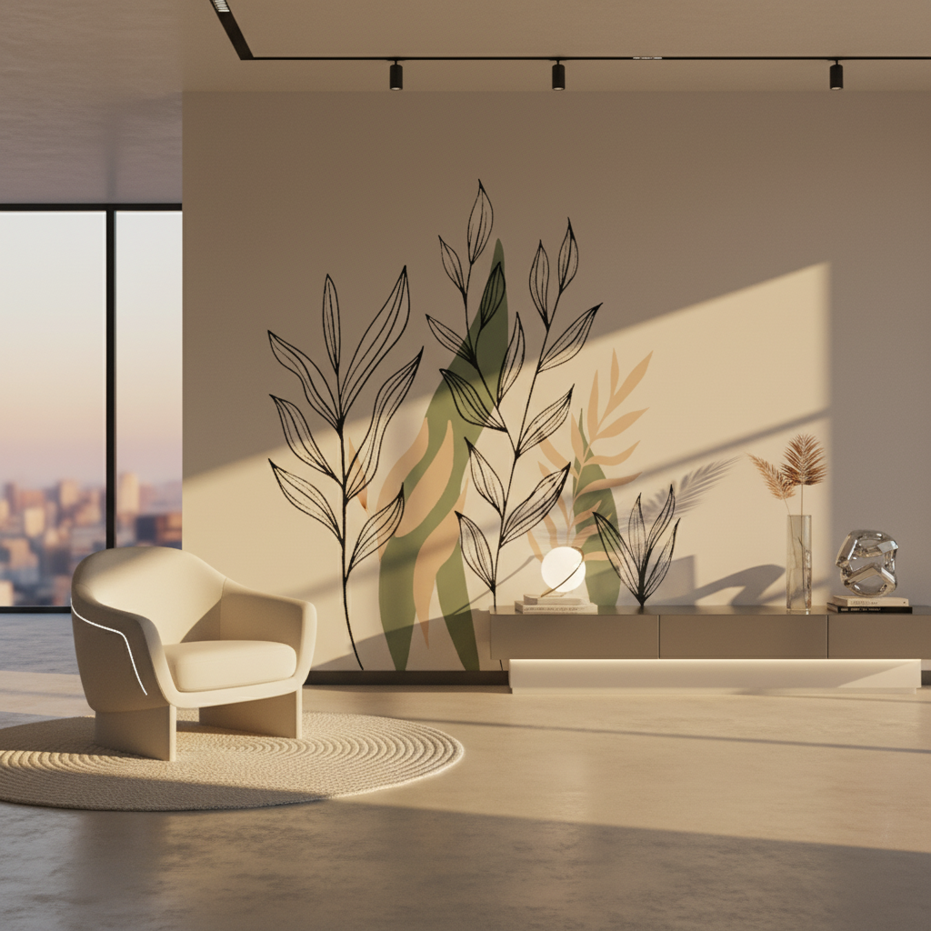 Adesivo de Parede Folhas Contemporneo Boho