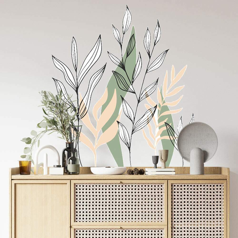 Adesivo de Parede Folhas Contempor�neo Boho