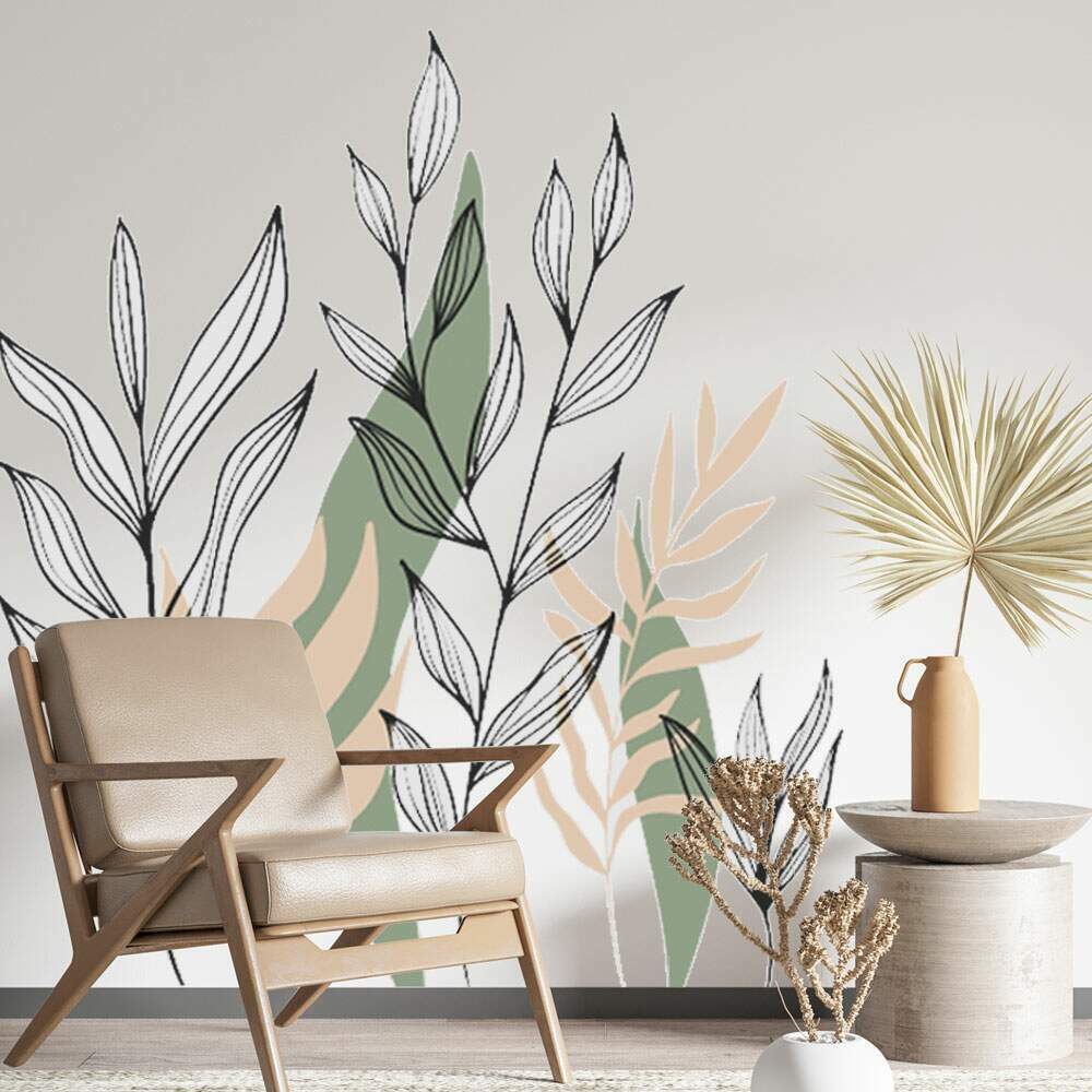Adesivo de Parede Folhas Contempor�neo Boho