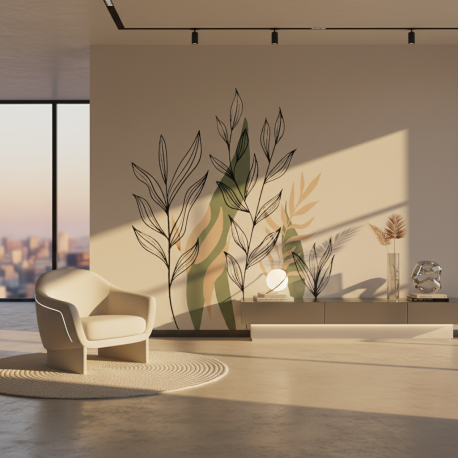 Adesivo de Parede Folhas Contemporneo Boho