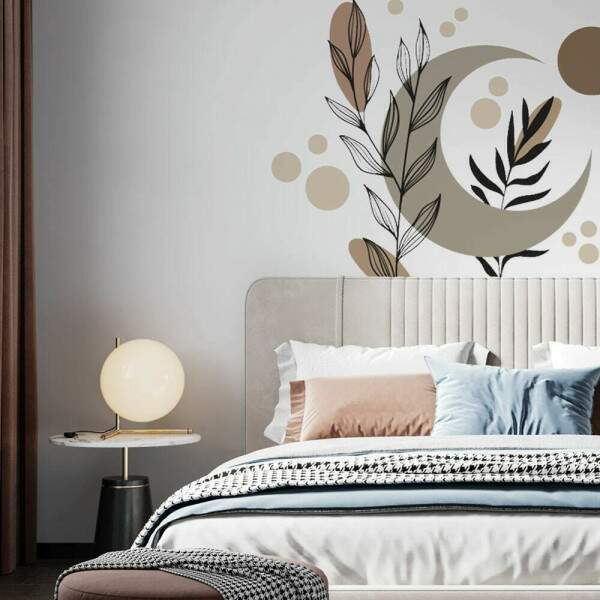 Adesivo de Parede Folhas e Lua Contemporneo Boho
