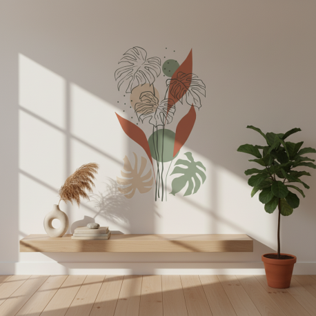 Adesivo de Parede Folhas Contemporneo 04 Boho