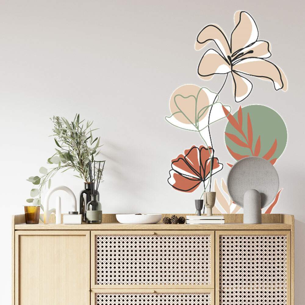Adesivo de Parede Folhas Contempor�neo 05 Boho