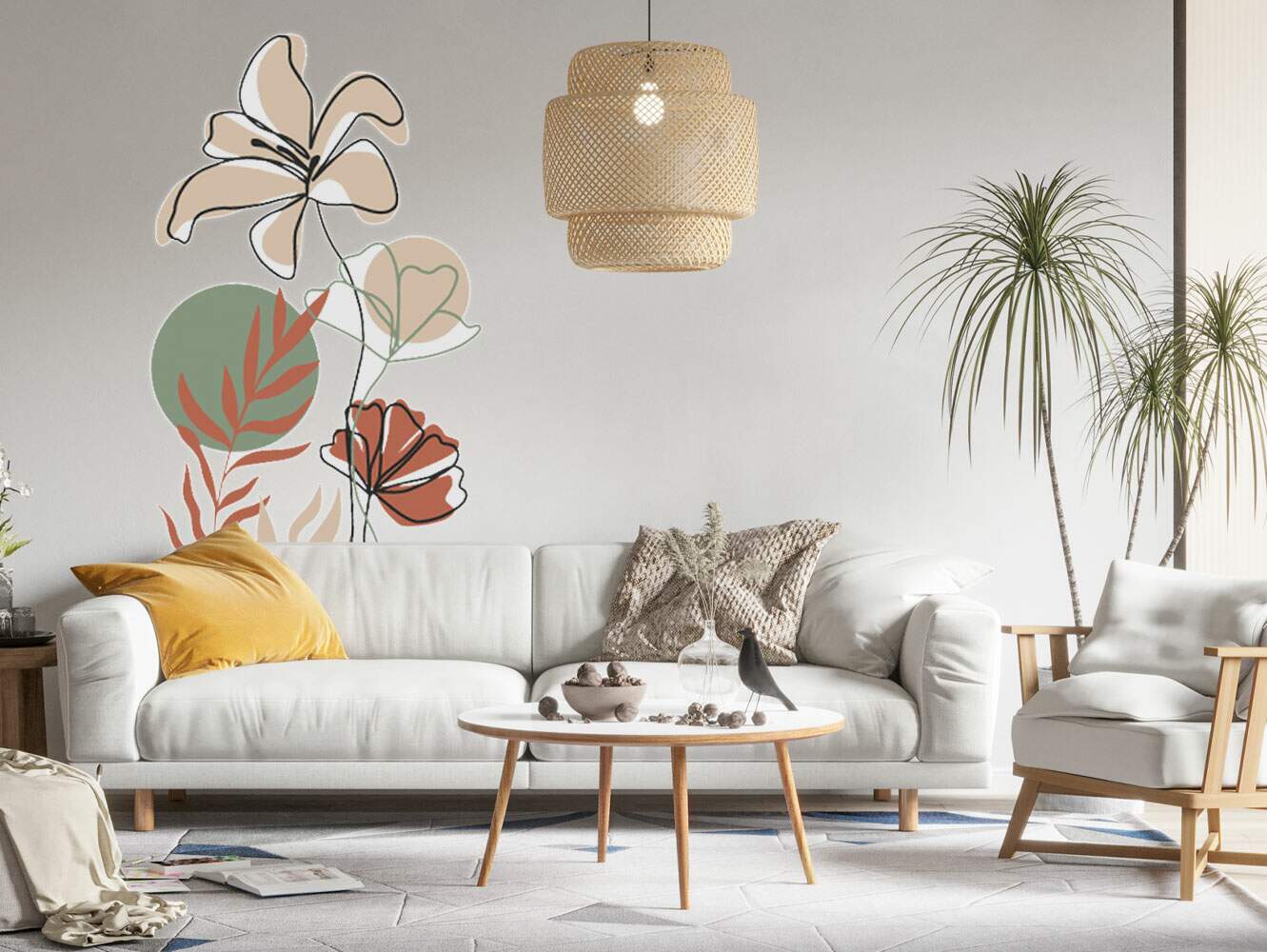 Adesivo de Parede Folhas Contempor�neo 05 Boho