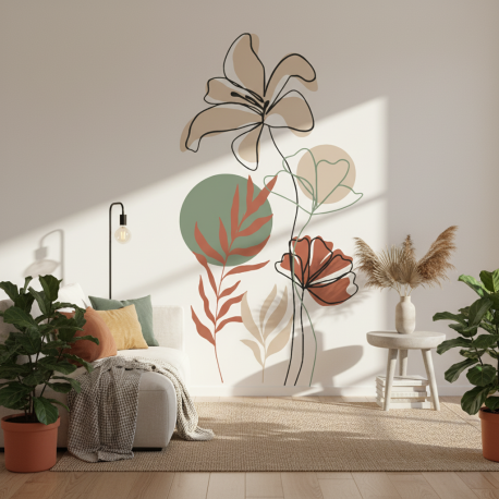 Adesivo de Parede Folhas Contemporneo 05 Boho