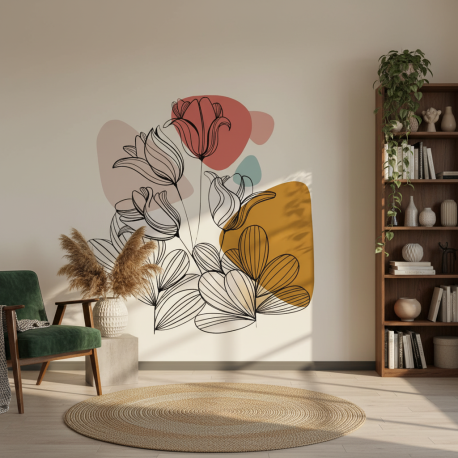 Adesivo de Parede Folhas Contemporneo 07 Boho