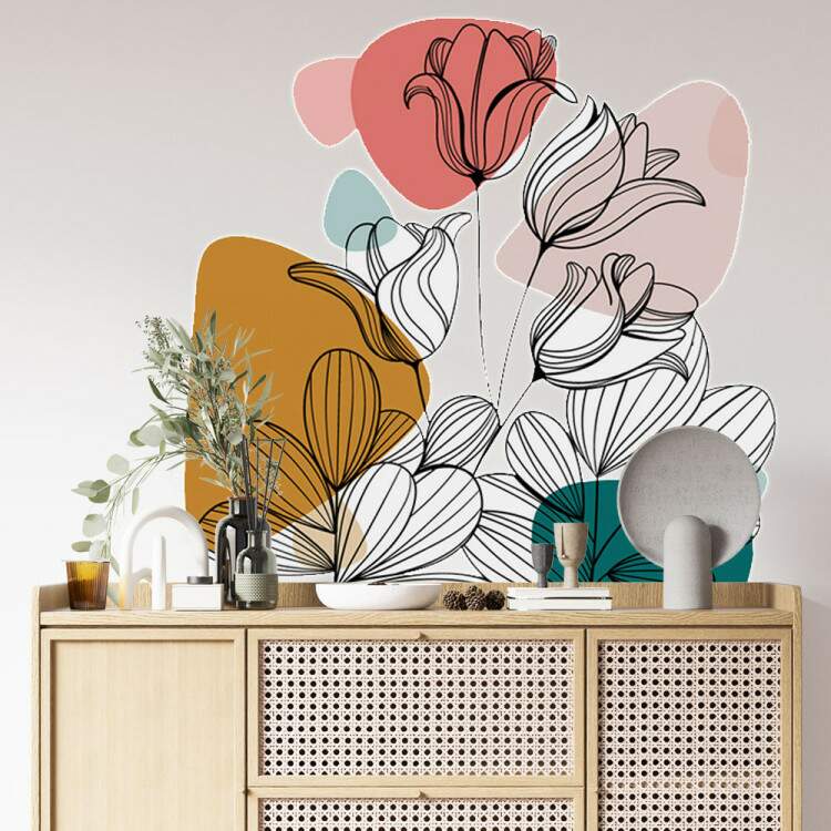 Adesivo de Parede Folhas Contemporneo 07 Boho