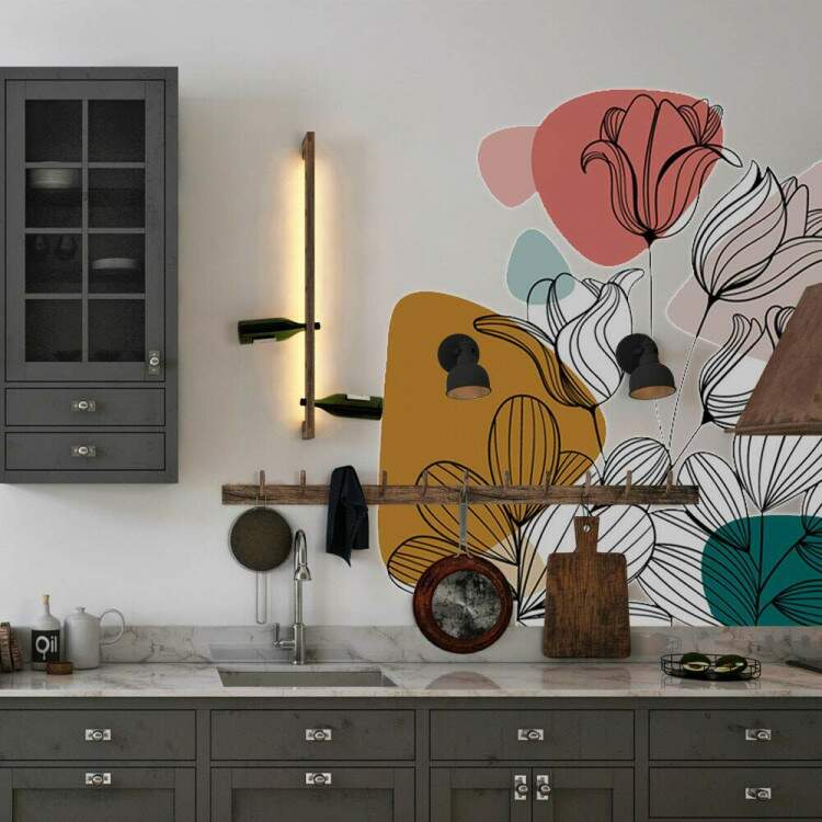 Adesivo de Parede Folhas Contemporneo 07 Boho