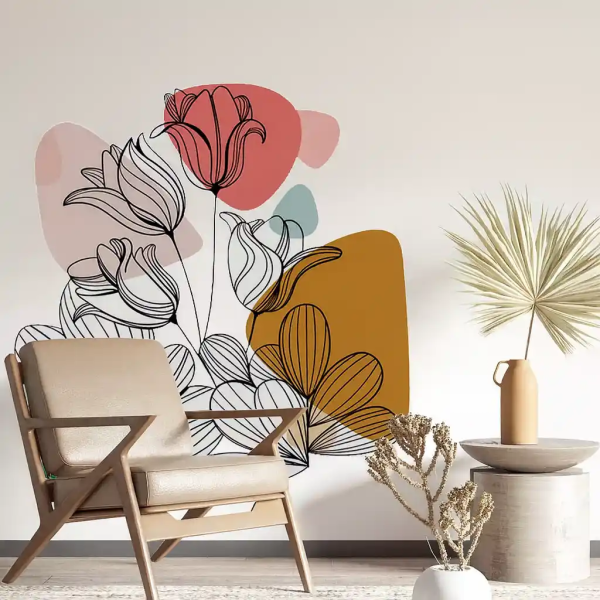 Adesivo de Parede Folhas Contemporneo 07 Boho