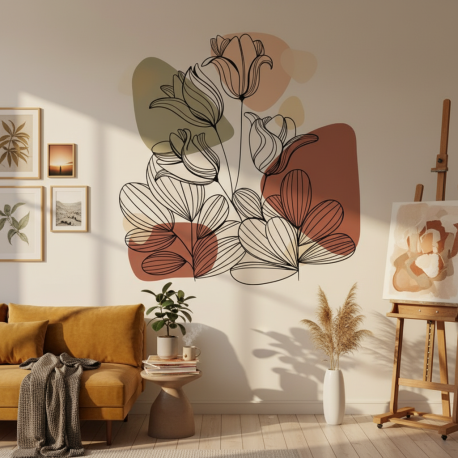 Adesivo de Parede Folhas Contemporneo 09 Boho