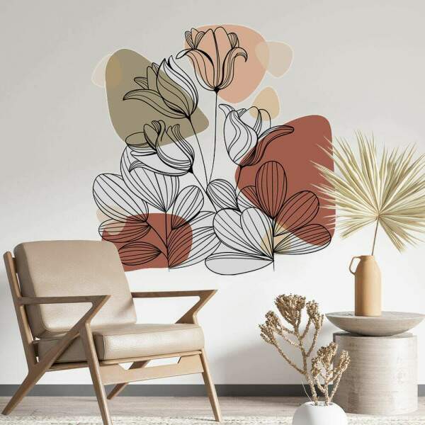 Adesivo de Parede Folhas Contemporneo 09 Boho