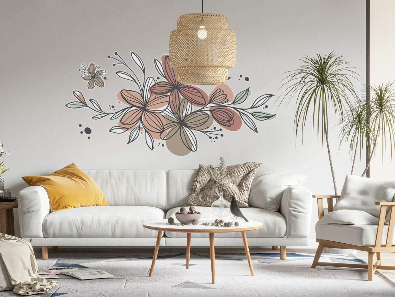 Adesivo de Parede Folhas Contempor�neo 10 Boho