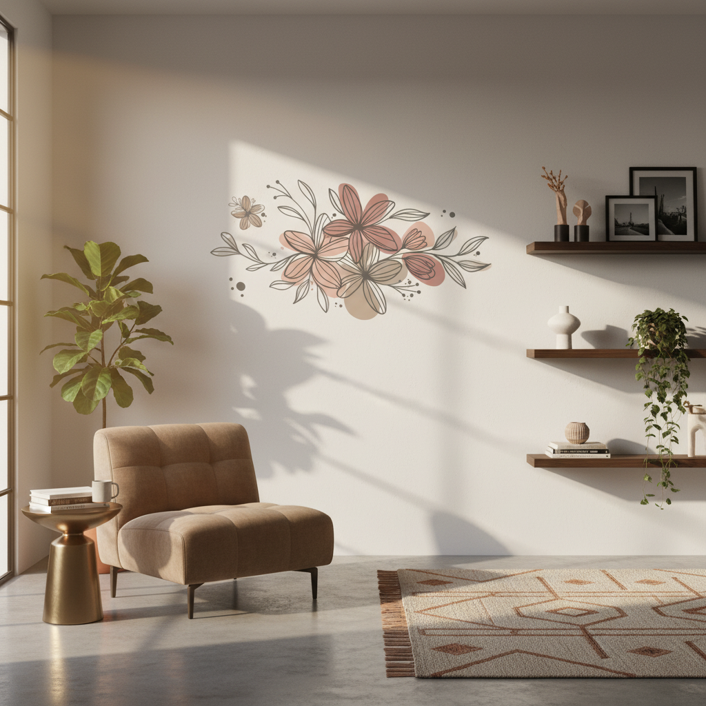 Adesivo de Parede Folhas Contemporneo 10 Boho