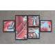 Conjunto de Quadros Decorativos Abstratos Folhas Vermelhas