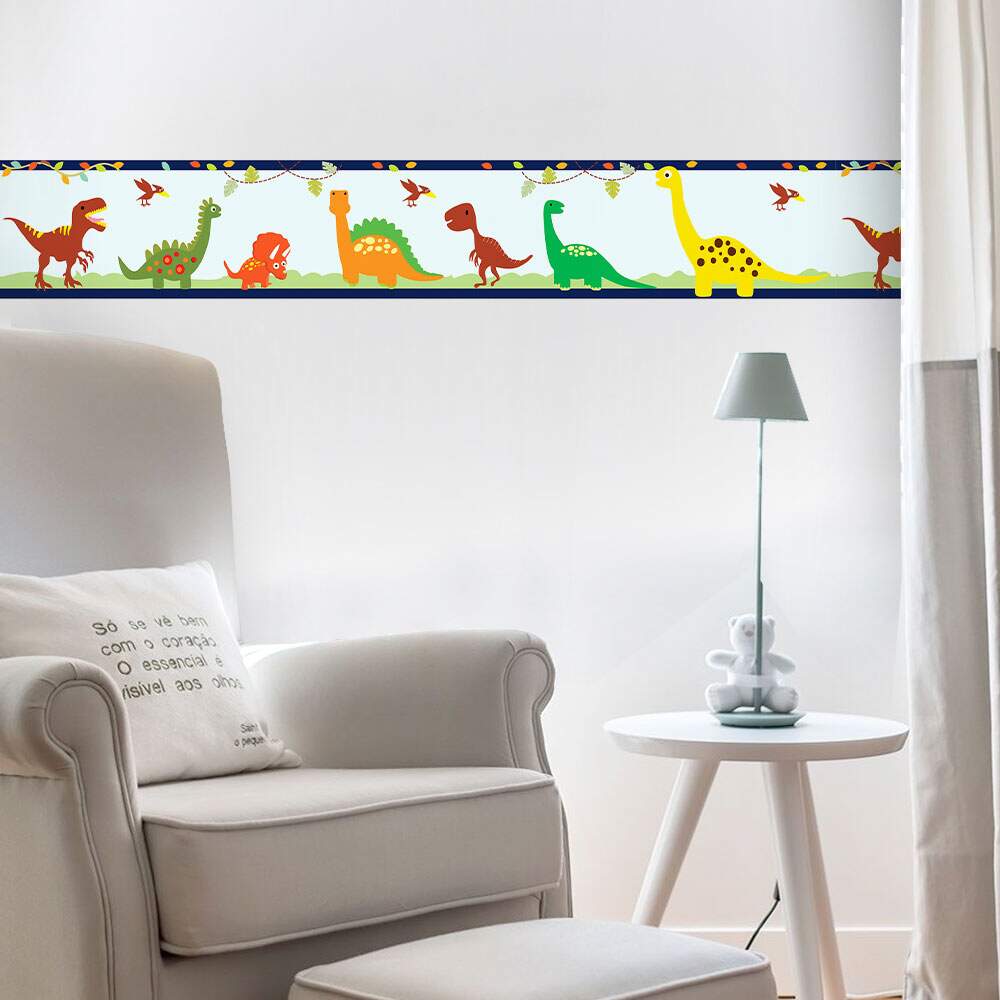 Adesivo de parede Faixa Dinossauros Coloridos