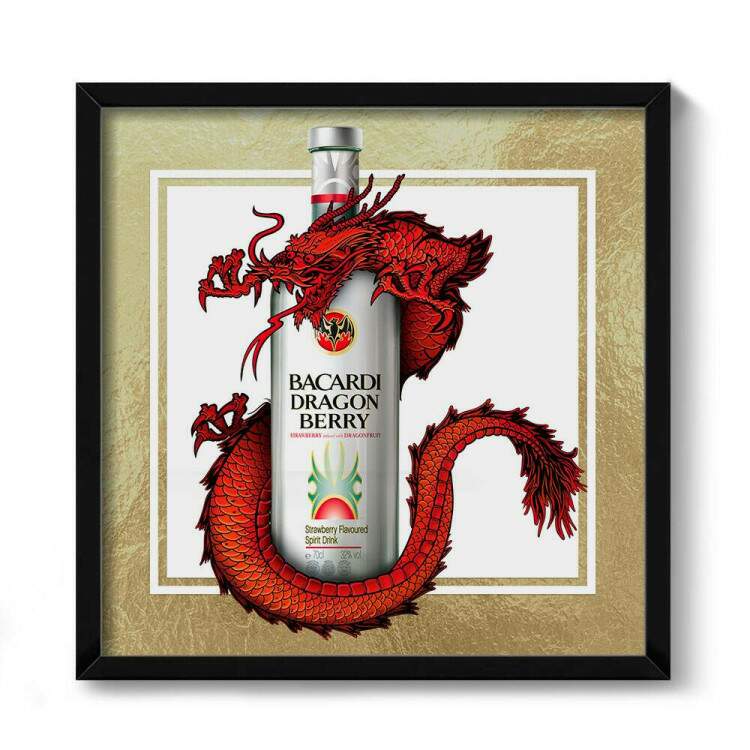 Quadro Decorativo Quadrado Rum Dragon Vermelho