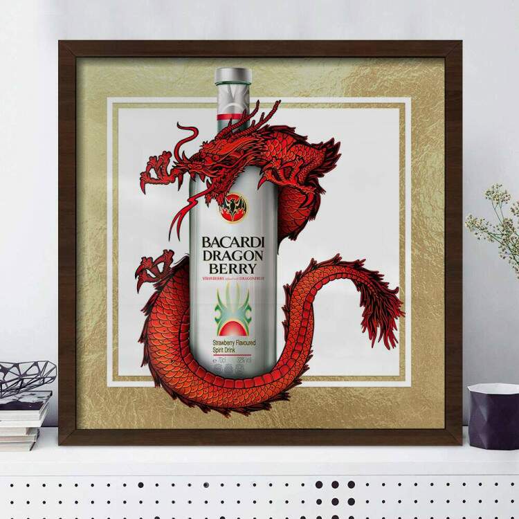 Quadro Decorativo Quadrado Rum Dragon Vermelho