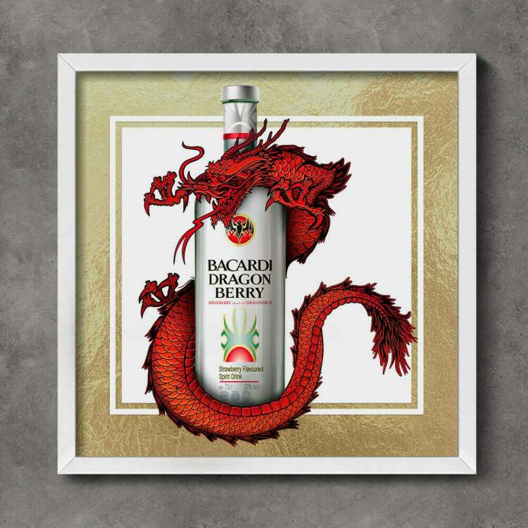 Quadro Decorativo Quadrado Rum Dragon Vermelho