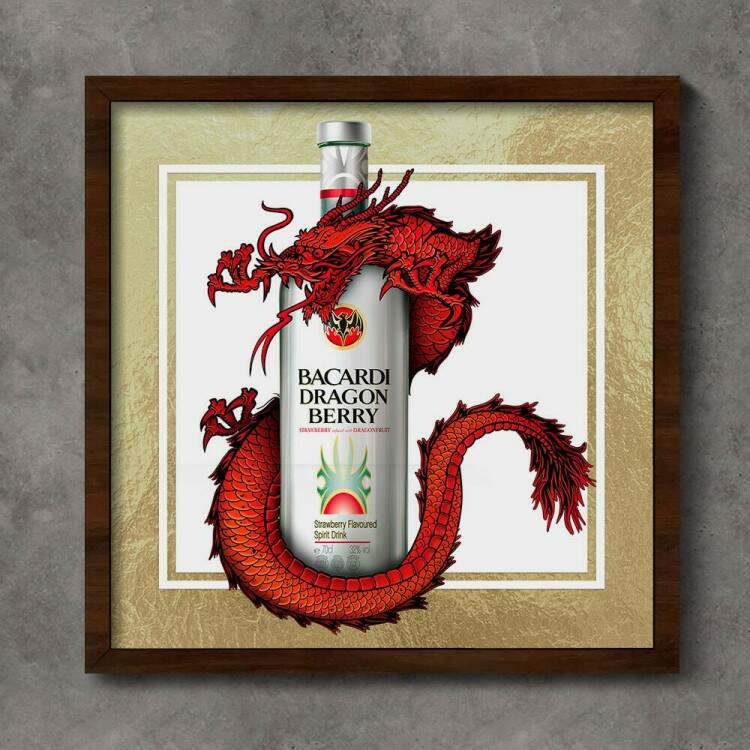 Quadro Decorativo Quadrado Rum Dragon Vermelho