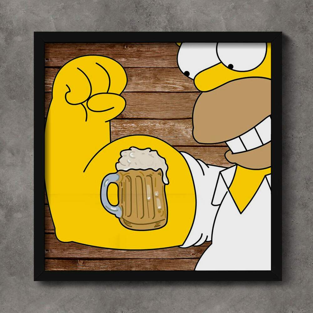 Quadro Decorativo Quadrado Tatuagem de Cerveja Homer