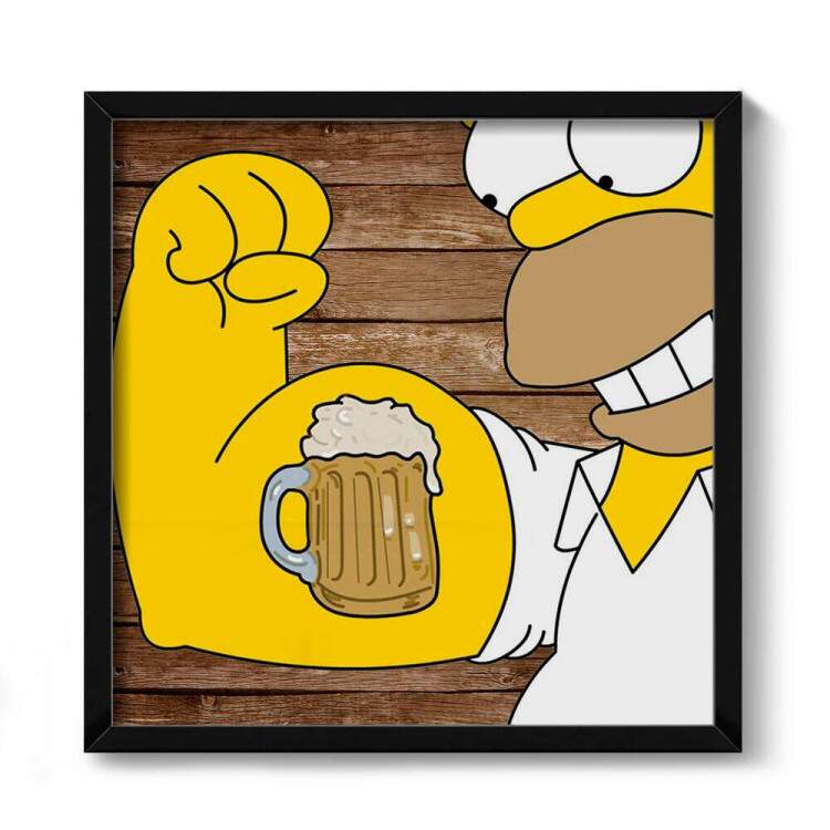 Quadro Decorativo Quadrado Tatuagem de Cerveja Homer