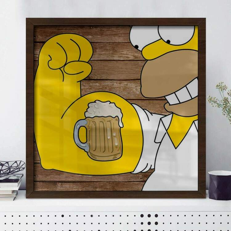 Quadro Decorativo Quadrado Tatuagem de Cerveja Homer