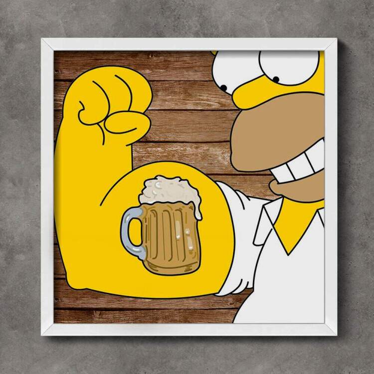 Quadro Decorativo Quadrado Tatuagem de Cerveja Homer