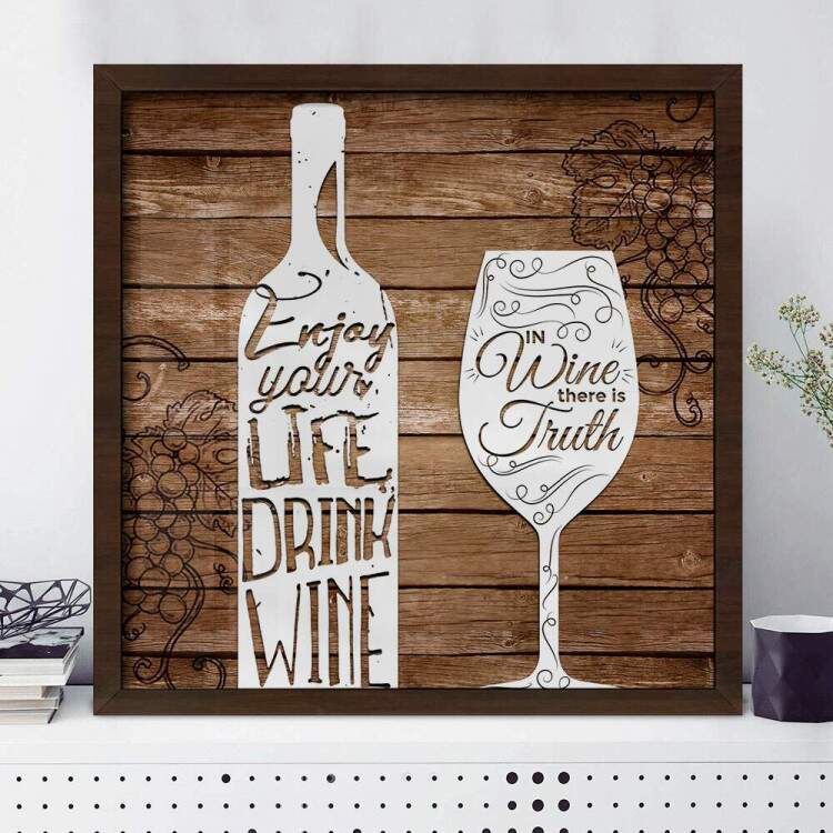 Quadro Decorativo Quadrado Frase Garrafa de Vinho