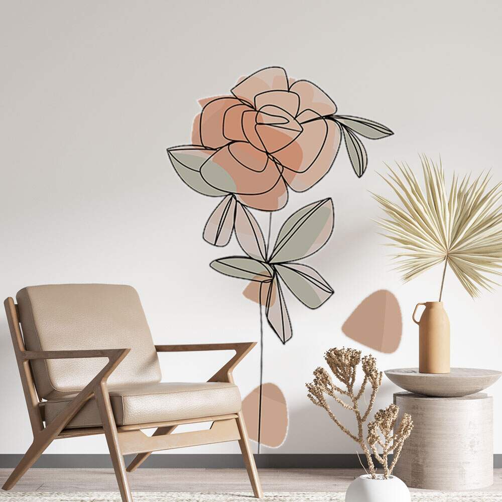 Adesivo de Parede Flor Contemporneo Boho