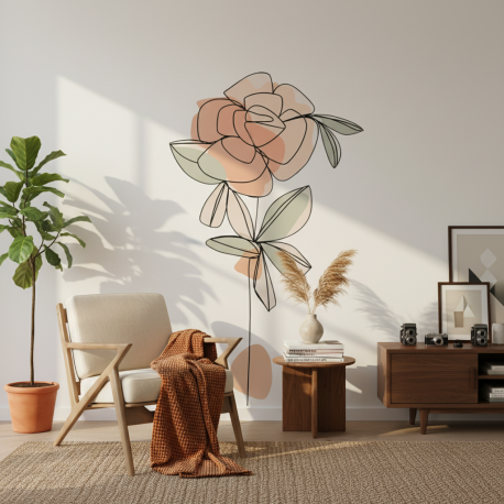 Adesivo de Parede Flor Contemporneo Boho