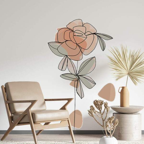 Adesivo de Parede Flor Contemporneo Boho