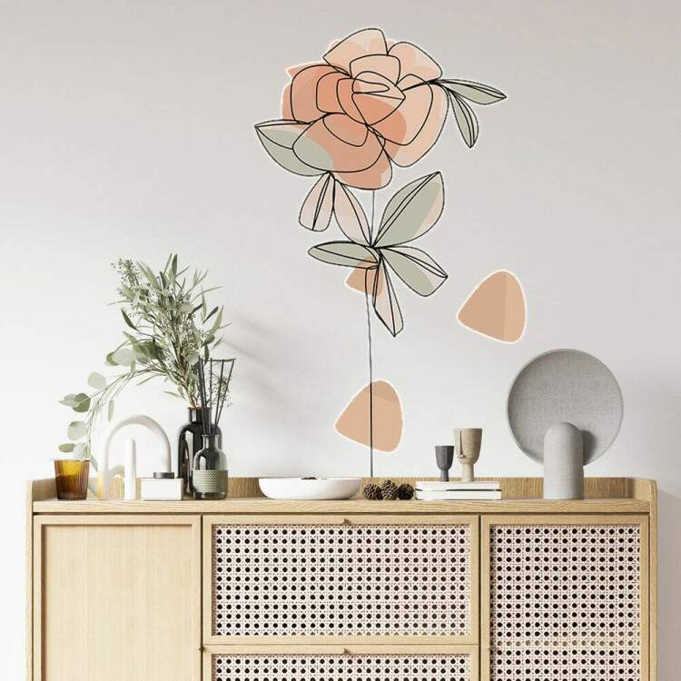 Adesivo de Parede Flor Contemporneo Boho