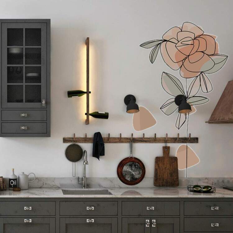 Adesivo de Parede Flor Contemporneo Boho