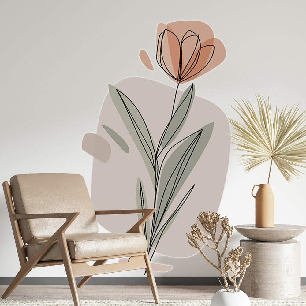Adesivo de Parede Flor Contemporneo 03 Boho