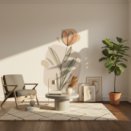 Adesivo de Parede Flor Contemporneo 03 Boho
