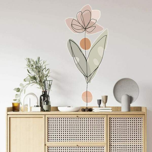 Adesivo de Parede Flor Contemporneo 04 Boho