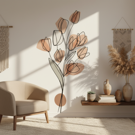 Adesivo de Parede Flor Contemporneo 05 Boho