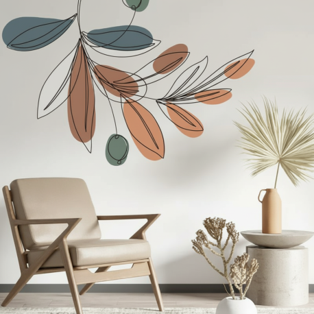 Adesivo de Parede Folhas Coloridas Boho
