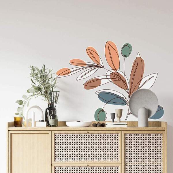 Adesivo de Parede Folhas Coloridas Boho