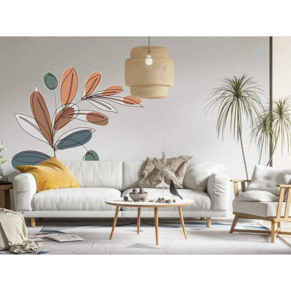 Adesivo de Parede Folhas Coloridas Boho