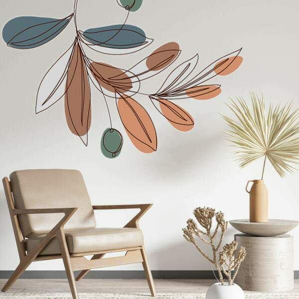 Adesivo de Parede Folhas Coloridas Boho